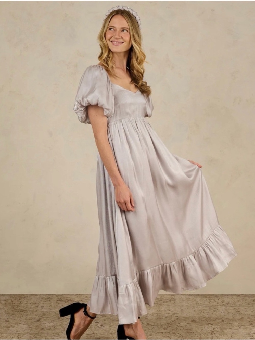 Noralee HAZEL Maxi Dress Satin in Frost